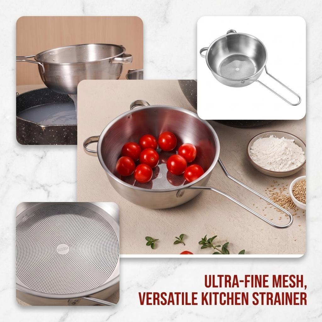 Stainless Fine Mesh Strainer Colander for Kitchen Sieve Pulp Soy Milk Flour Sifting