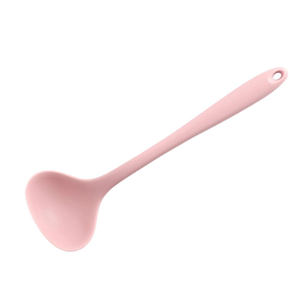 Soup Ladle Serving Spoon Silicone 11.2in Comfortable Grip Heat Resistant Kitchen Utensils for Dinner Home Pink