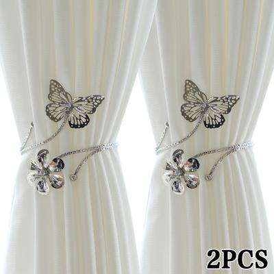 1/2 STK Metall Vorhanghalter Schmetterling Blume Verstellbare Hängeschnur für Zuhause Wohnzimmer Schlafzimmer Vorhang Dekorationszubehör
