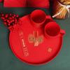 Wedding Toast Rectangular Tray Set: Red Candy and Tea Ceremony Plates for Newlyweds