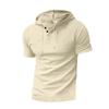 2024 Men's Summer Short-Sleeve Hoodie Henley Shirt for European & American Styles