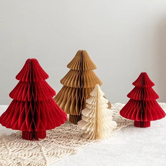 Honeycomb Paper Christmas Tree 3D Foldable Accordion Xmas Tree Winter Tabletop