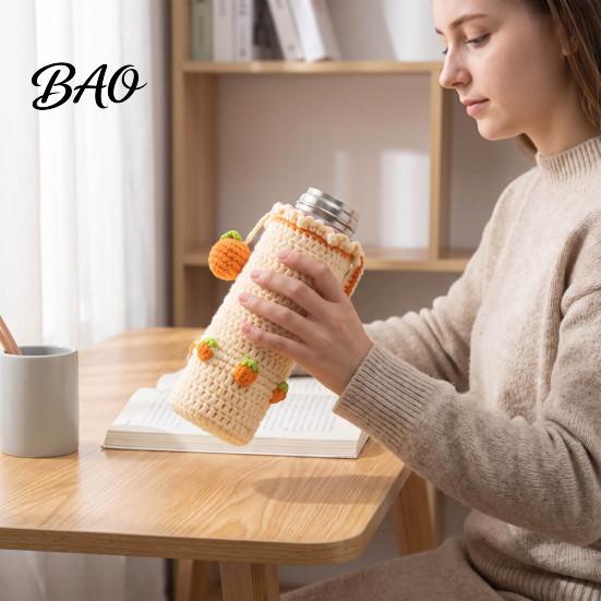 Durable Water Bottle Cover Hand Crocheted Cup Cover, Portable Elastic Wool Knit Sleeve, Breathable Small Fruit Pattern Sleeve Anti-Slip Protective