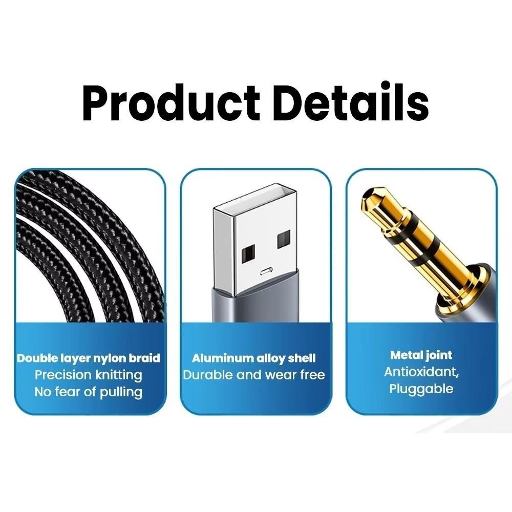 Round Hole USB Audio Cable Cd Grade Sound Quality Extension Audio Line USB To 3.5mm Cable AUX Audio Cable for Notebook