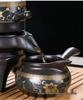 Home Tea Set: Anti-Scald Teapot, Ceramic Gongfu Cups, Stone Mill Semi-Automatic Brewer