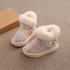 Girls snow boots children's large cotton shoes 2025 new winter piled thickened baby princess boots warm northeast