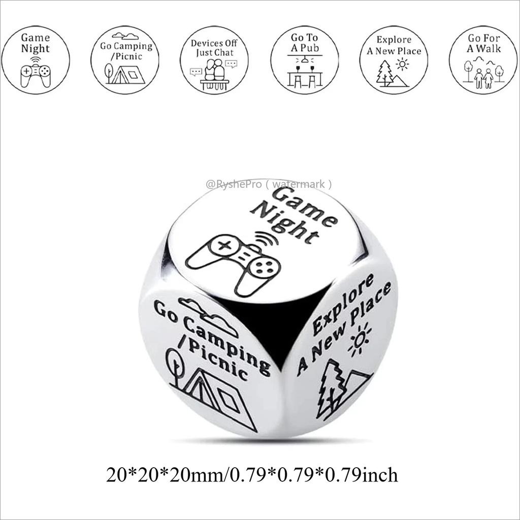 1pc Food Decision Dice Anniversary Date Night for Couple Stainless Steel Food Determine Dice Set Men Women Birthday Wedding Gift