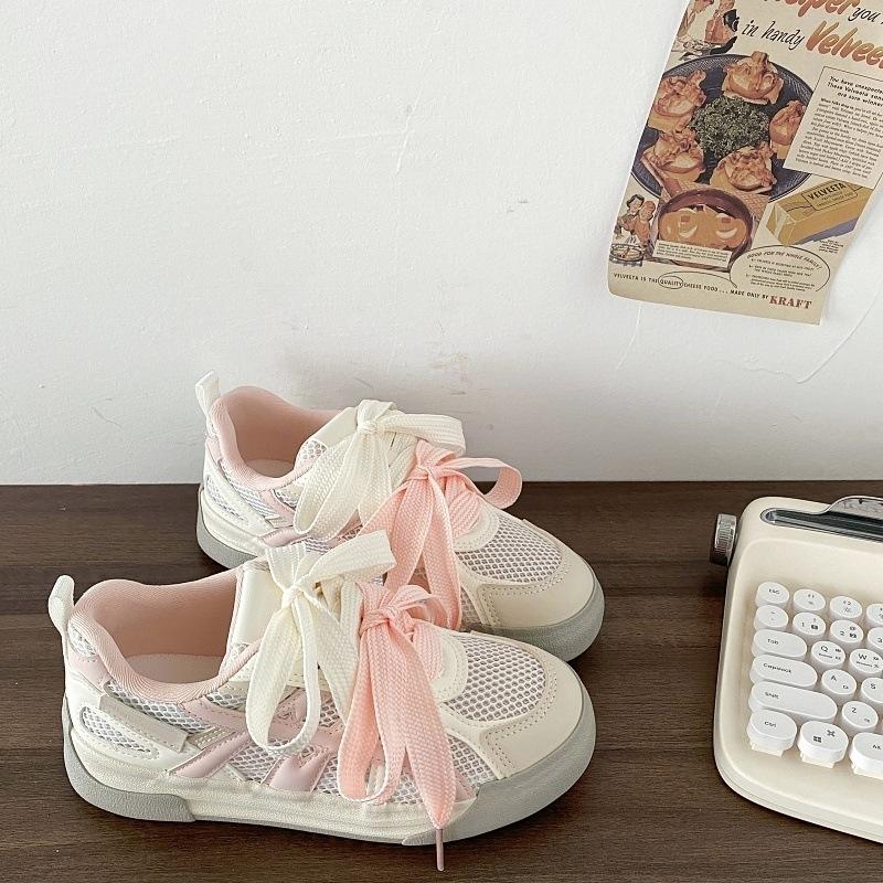 Niche design thin sports board shoes summer new transparent net little white shoes women