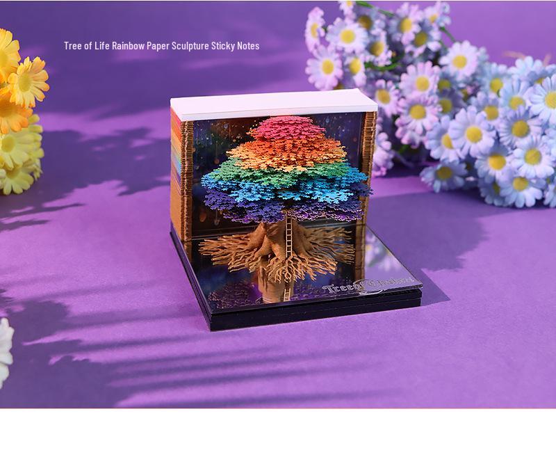 Tree of Life 3D Paper Carving Calendar and Sticky Notes Desk Ornament