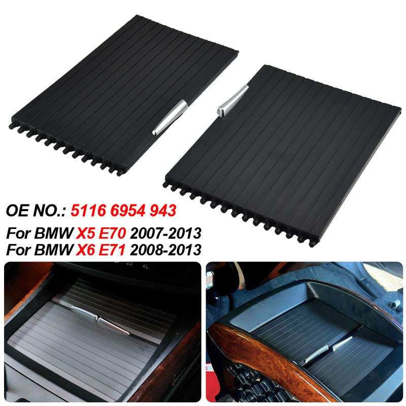 Center Console Roller Blind Shutter Cover Rear+Front For BMW X5 X6 E70 E71 07-14 Cup Holder Zipper Center Console Roller Blind