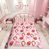 Homewish Cute Strawberry Print Duvet Cover Set for Kid,Cartoon Yummy Fruit Bedding Set,Kawaii Ribbon Bow Reversible Decor