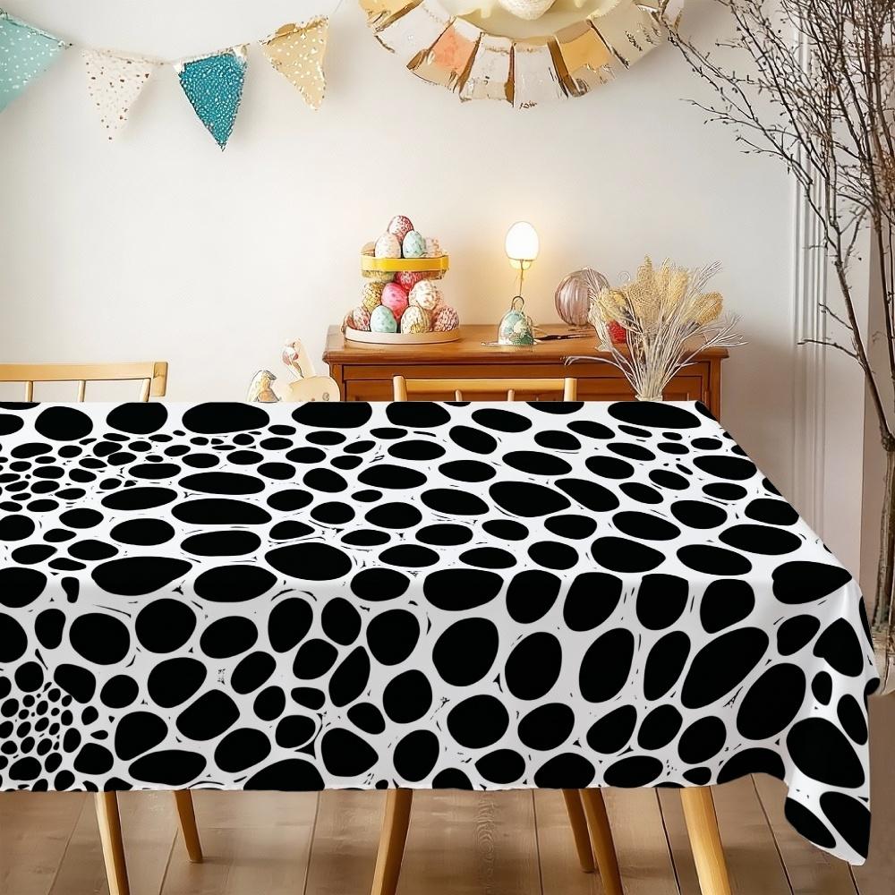 Black White Pebbles Rectangle Table Cloth for Table Decor Holiday Party Waterproof Reusable Tablecloth for Tables Kitchen Dining