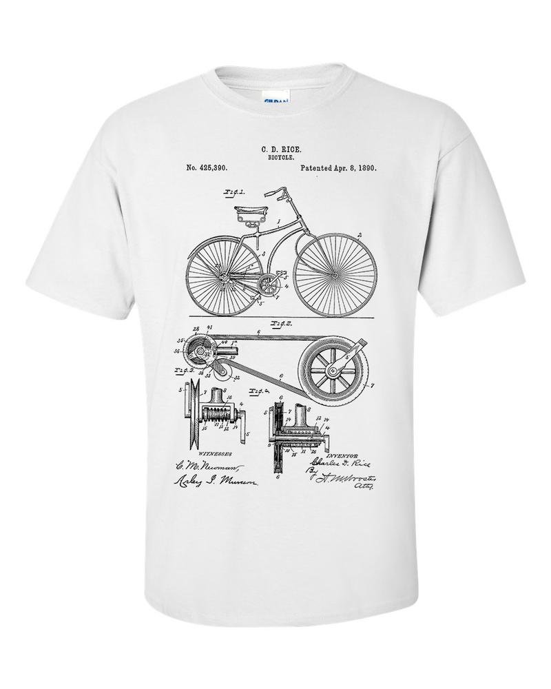 Bicycle TShirt 1890 Patent Cycling Bike Blueprint Cyclist Shirt 2XL