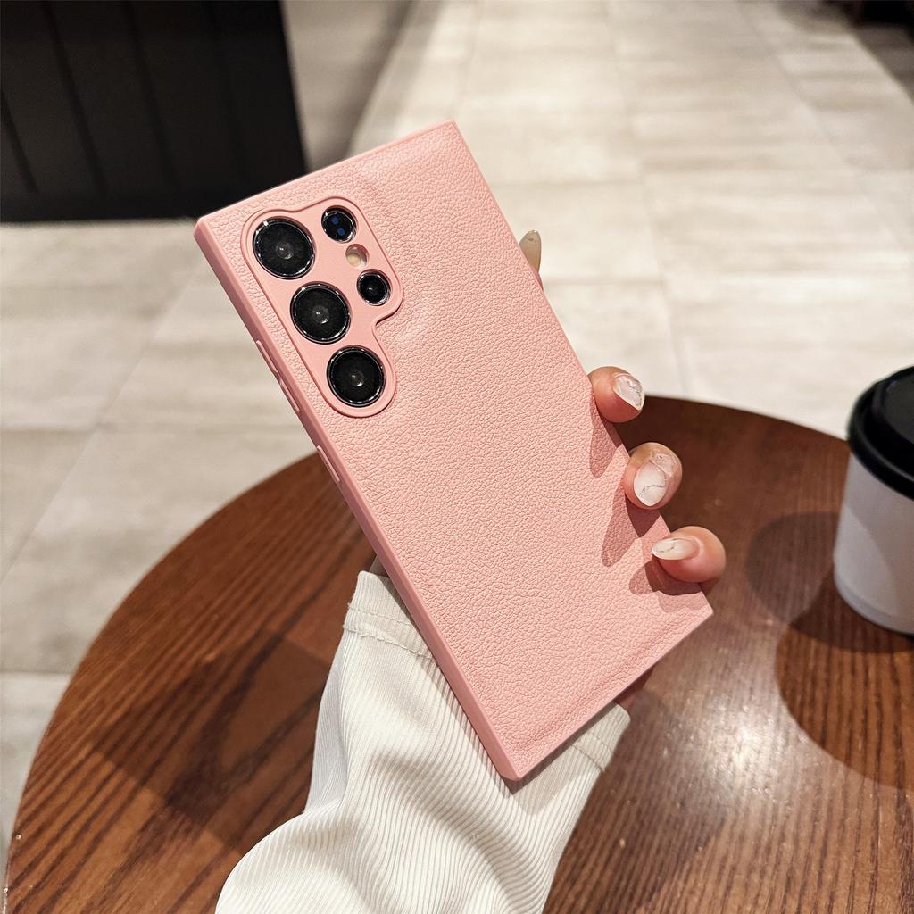 Samsung S24 Ultra Mobile Phone Chitin Leather Lychee Pattern S25 Full Inclusive Protective Case S24 Anti Fall S23