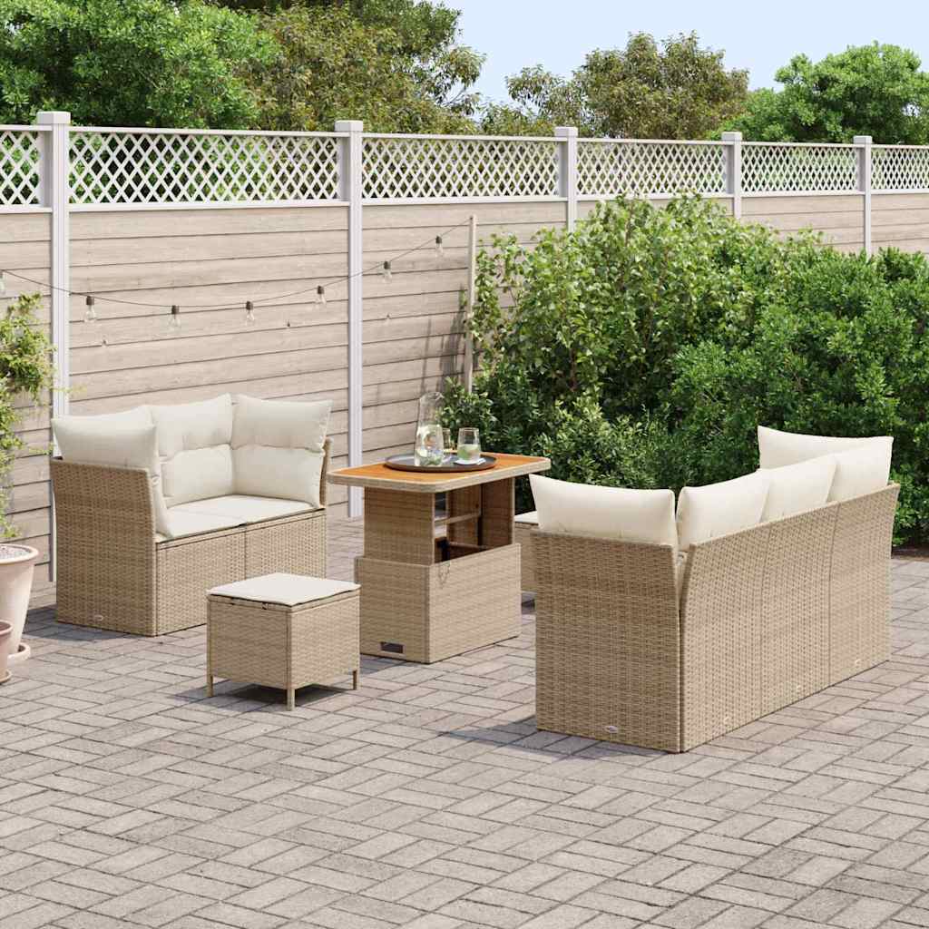 Garden Sofa Set with Cushions and Storage 8 pcs Beige and Cream