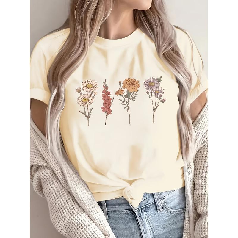 

Футболка с графическим принтом, с коротким рукавом, с круглым вырезом, повседневный топ для лета и весны, женская одежда S абрикосовый