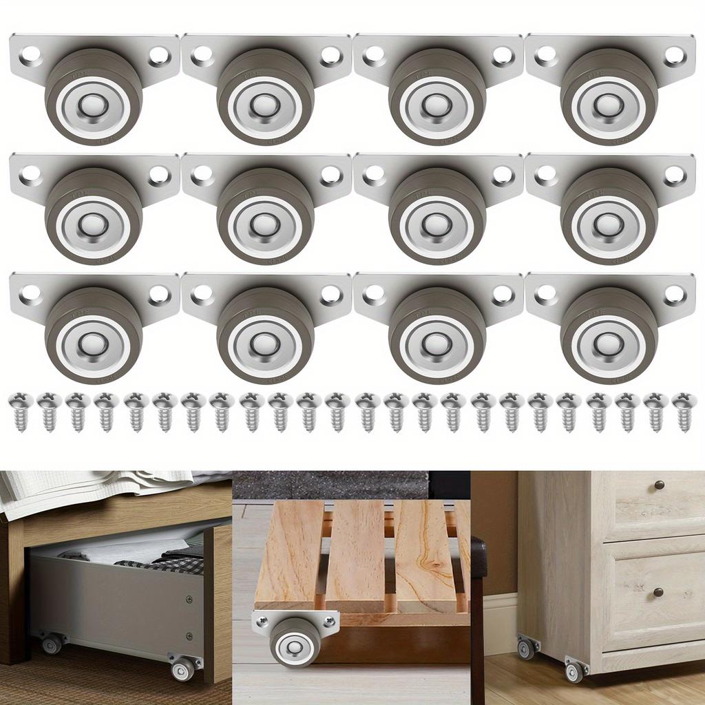 4/12Pcs Furniture Small Side Mount Caster Wheels Universal Side Mounted Wheels Casters Silent Caster Wheels for Furniture Moving