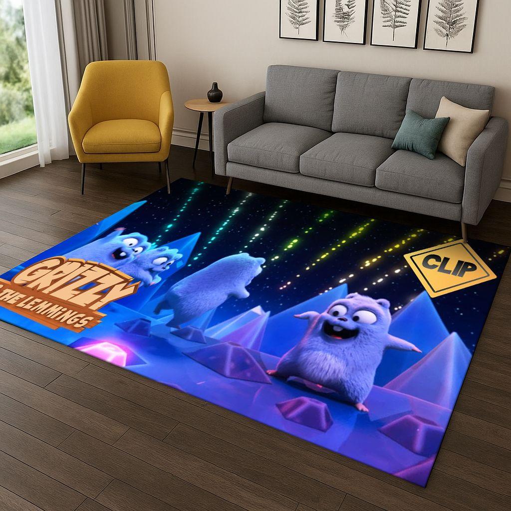

3D Grizzy and The Lemmings Cartoon Carpet Rug for Bedroom Living Room Sofa Home Decor,kids Game Area Rug Non-slip Floor Mat Gift 40x60cm
