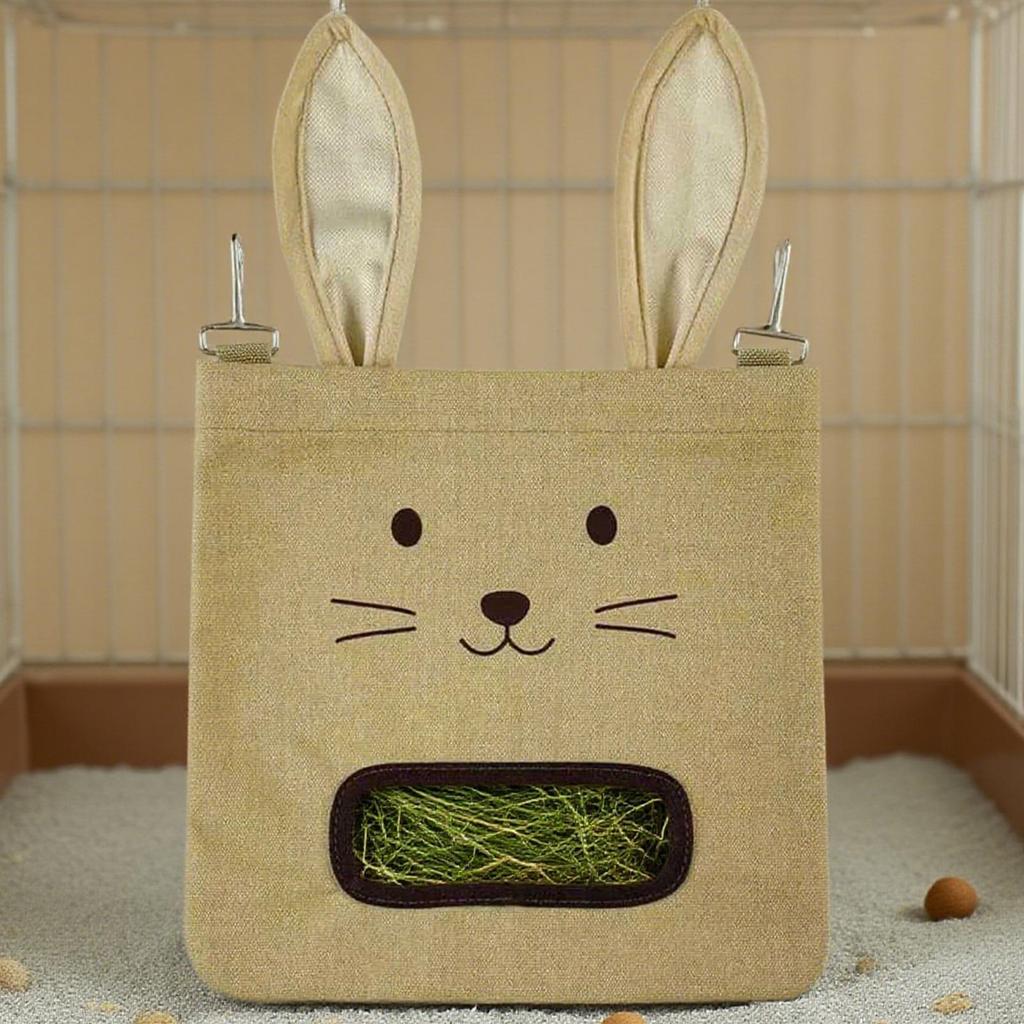 Bunny Hay Bag Hangable Manger Hay Dispenser Storage Bag Holder For Chinchillas Small Pets Hamsters Bunny Cage Animal Accessories