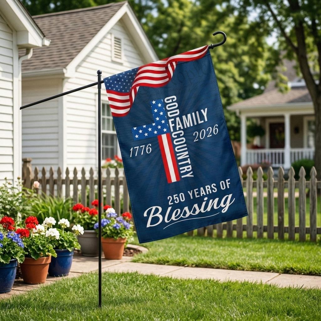 250th Independence Day Patriotic Decor - Religious Garden Flag, American Heritage Bunting For Home & Yard Celebrations