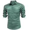 Fashion British Men's Glossy Solid Color Breathable Business Casual Long-sleeved Shirt Men's Lapel Long-sleeved  Glossy Top