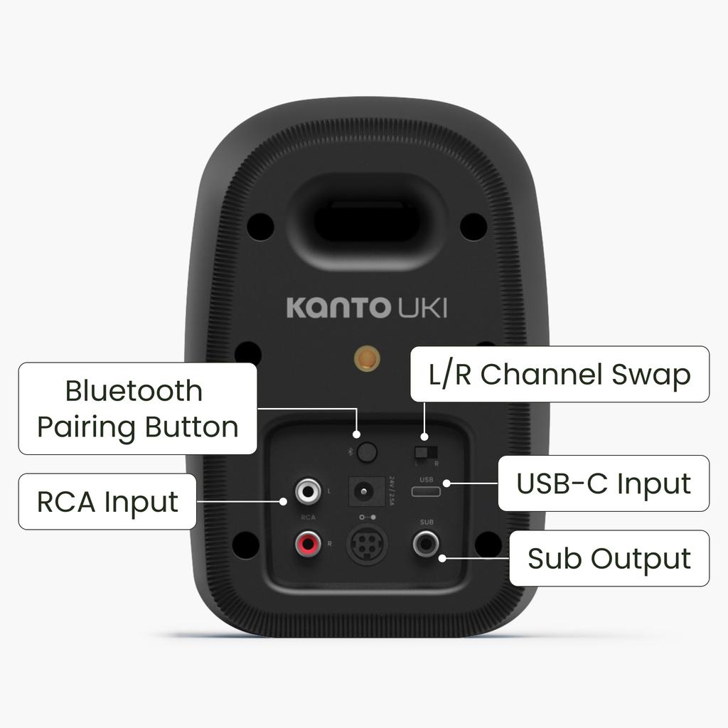 Compact Desktop Speaker UKI Onyx Bluetooth Input RMS Kanto 5.3/USB-C (16-bit/48kHz)/RCA Input/50W