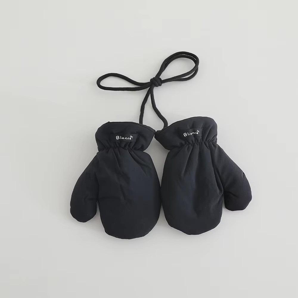 1 Pair Solid Color Kid Gloves Winter Warm Full Cover Glove Trendy Children's Gloves For Boys Girls