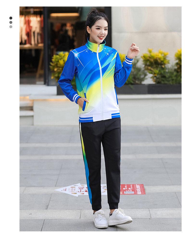 Spring & Autumn Unisex Sports Suit: Print School Uniform, Plus Size, Casual Parent-Child or Couple Style Activewear