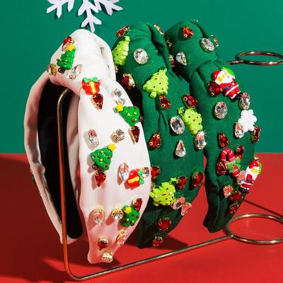 Hair Band Women Christmas Colorful Turquoise Inlaid Crystal Wide Edge Candy Color HeadBand Versatile Headwear