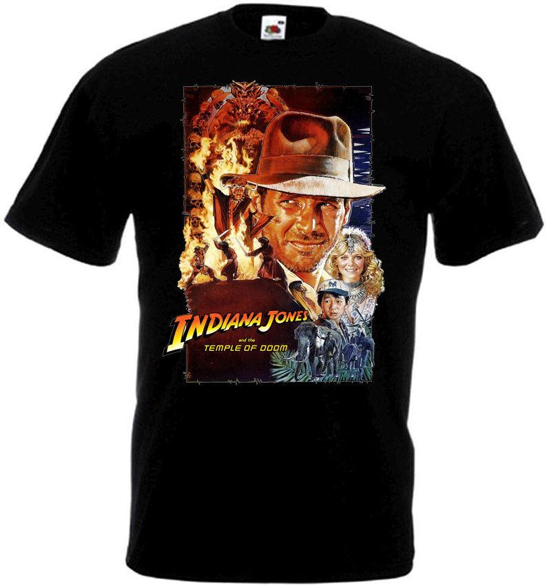 INDIANA JONES AND THE TEMPLE OF DOOM V2 Movie Poster T Shirt Black All Sizes