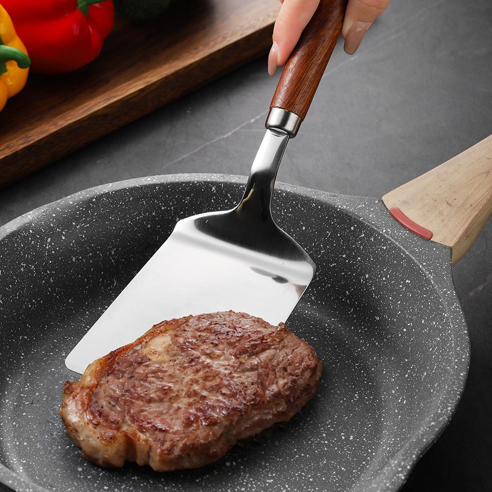 304 Stainless Steel Spatula WoodenHandle Non-Slip Kitchen Turner for Cookin Frying Grilling - Professional Restaurant & Home Use