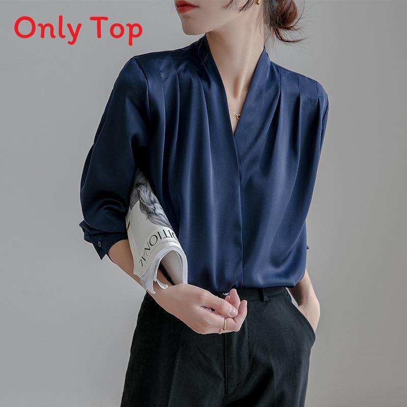 Satin Shirt For Women Long Sleeve With French Design And Classic Style For Office Wear