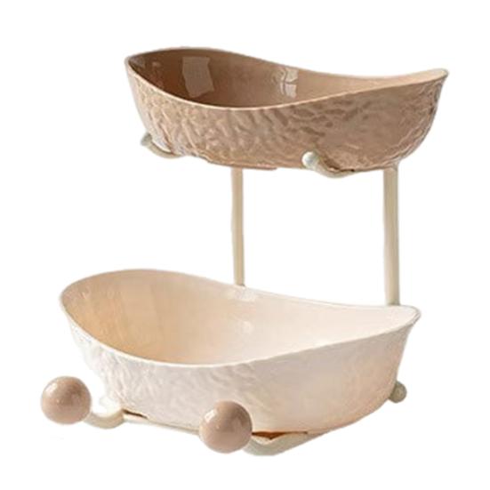 

2-х/3-х уровневый поднос для фруктов, пластиковая фруктовая чаша с металлической подставкой, кухонный держатель для фруктов, сервировочный поднос для еды, кексов, десертов Dual Layer