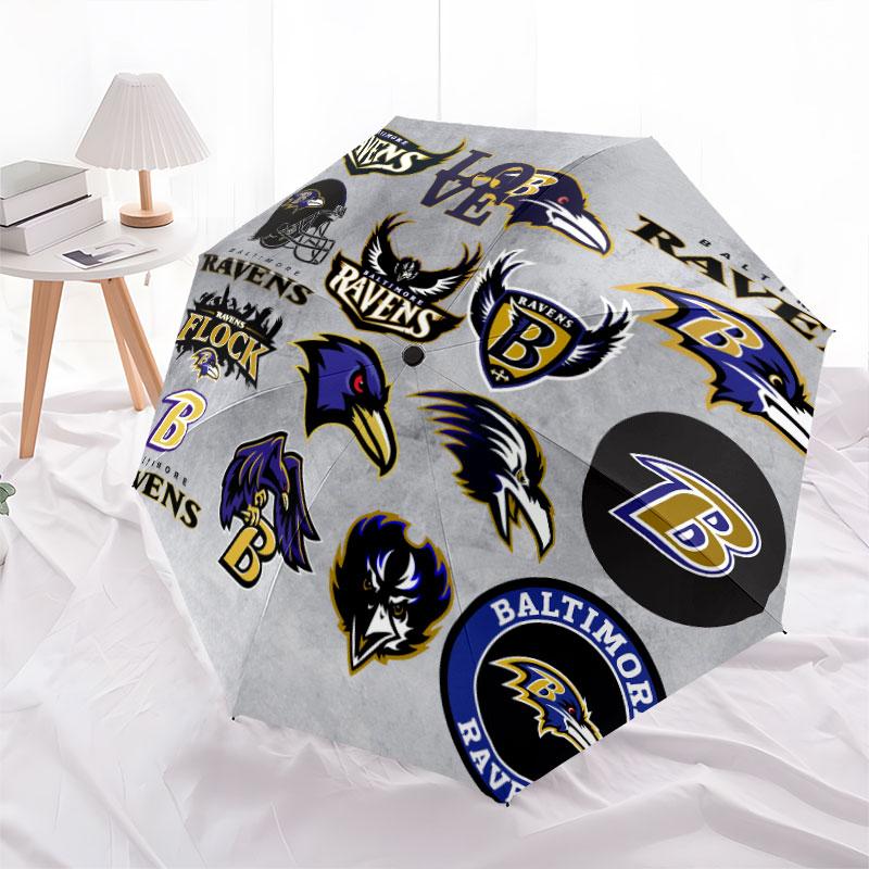 Baltimore Ravens Pattern, Automatic Folding Umbrella, Portable and Foldable Design, 8 Ribs, a Christmas or Birthday Gift.