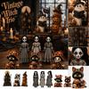 Vintage Holzhexenfiguren Set von 3, Halloween Hexenpuppen Dekoration für Tischplatte Regal Kaminsims Display