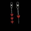 Y2K Red Heart Beaded Pendant Keychain Bag Charms Hangings Punk Cool Ornament Accessories