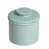 Simple Ceramic French Butter Crock with Lid Solid Color Butter Keeper Household Sealed Butter Storage Container Bread