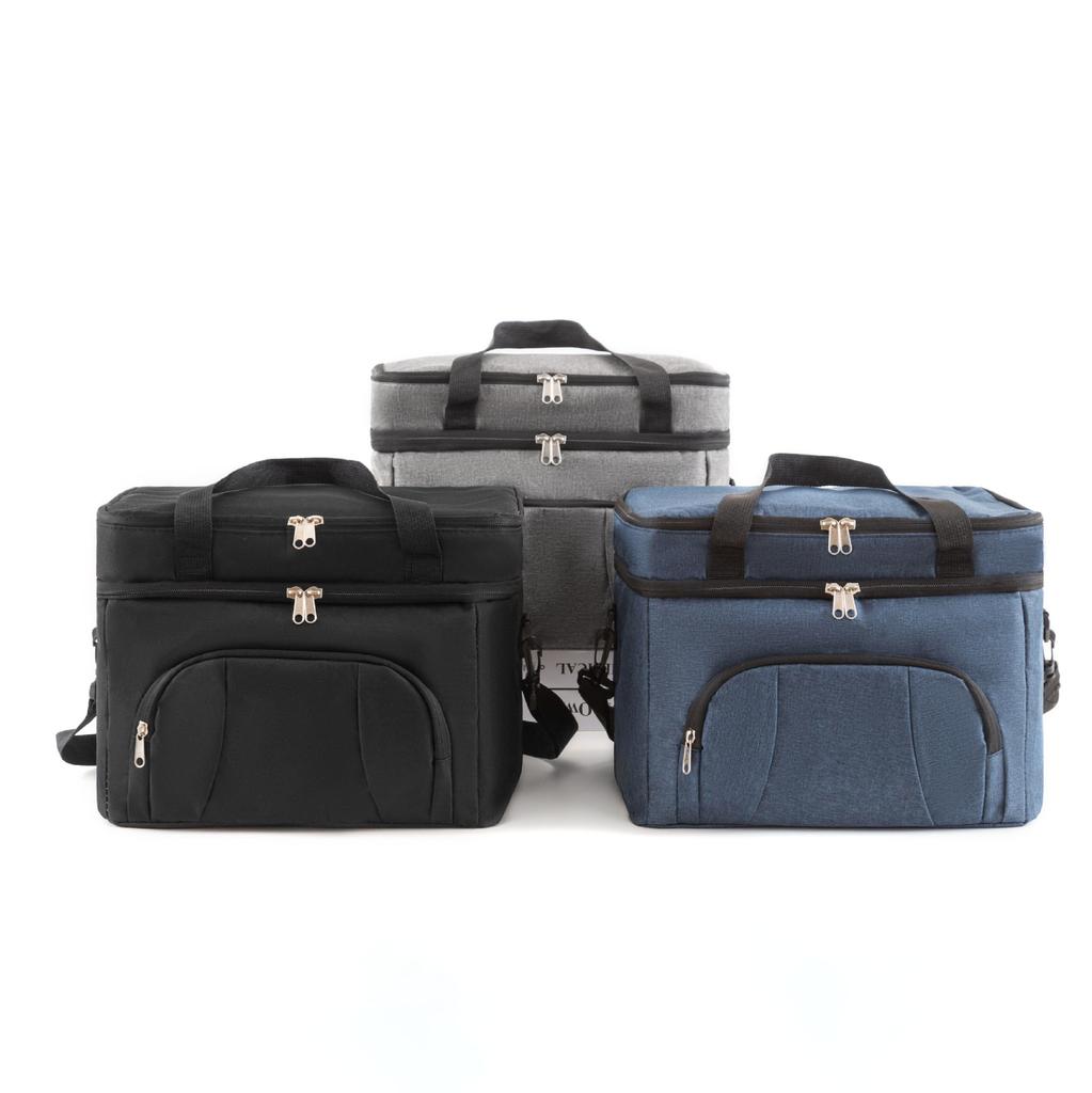 Double Insulated Lunch Bag Layer Portable Thermal Lunch Box Waterproof Picnic Heat Insulating Bag with Adjustable Strap