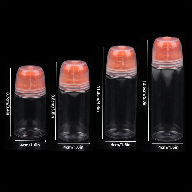 1 szt. Okrągłe i kwadratowe butelki plastikowe do wyciskania z podziałką – do sosu sałatkowego, olejów do grilla i przypraw