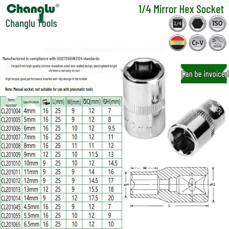 Changlu 1/4  Drive Hex Socket