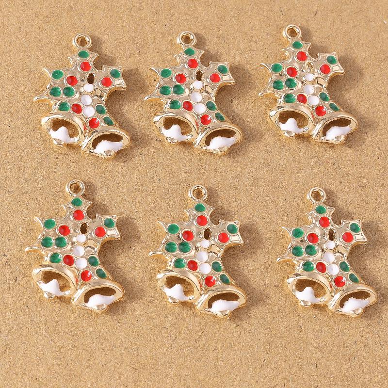 10pcs Enamel Christmas Tree Snowman Pendant Charms for Jewelry Making Christmas Earrings Necklaces DIY Accessories Supplies