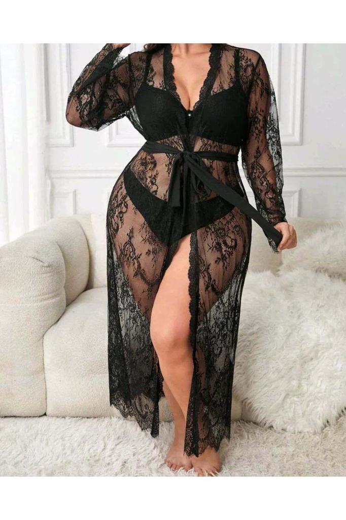 Women's Fashion New Dressing Gown Long Lace Dressing Gown