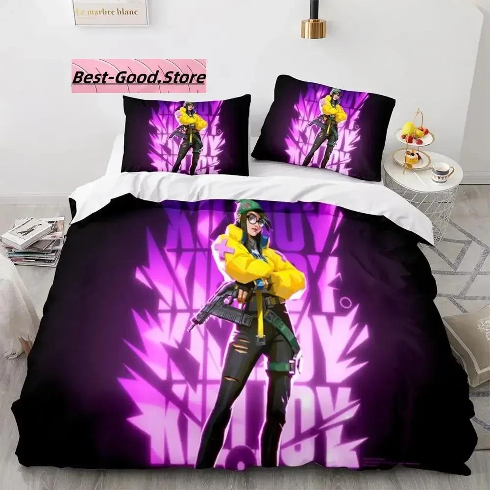 Gaming Valorant Beding Set Single Twin Ful Quen King-Sized Dimensionsd Dimensions Bed Linen Set Aldult Kid Bedrom Duvetcover Sets 3D Print Anime 039
