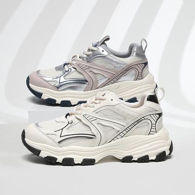 Women's Casual Chunky Sneakers Genuine Leather Versatile Breathable Mesh Comfortable Ladies Fashion Platform Casual Shoes 35-40