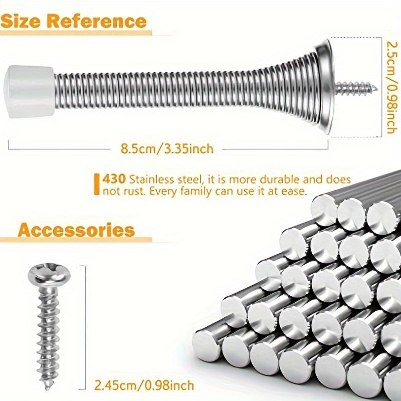 6pcs/set 6 Pack Spring Door Stopper Black- 3-3/8" Flexible Spring Door Stops With Black Rubber Bumper Tips