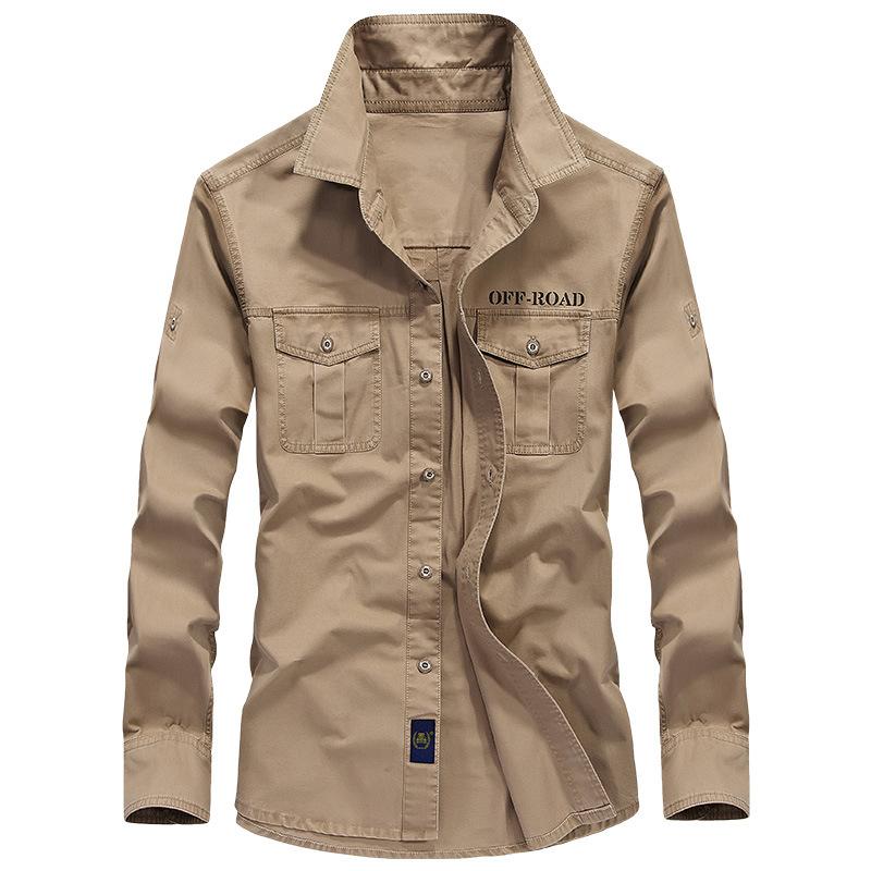 Chinese and American style work shirts, men's jackets, spring and autumn casual cotton long-sleeved shirts, men's jackets