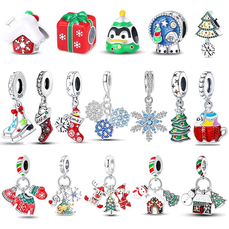 copper Snowflake Christmas Tree Ski Boots Charm Bead Charms Bead Charms Compatible With Authentic Bracelets Fine Do It Yourself Christmas Jewellery