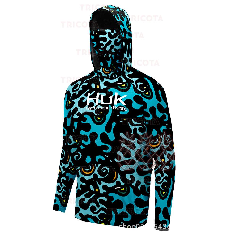 Cross-border HUK Fishing Suit Men's Spring, Summer and Autumn Long-sleeved Sunscreen Hooded T-shirt Breathable Luya Fishing Suit UV Protection