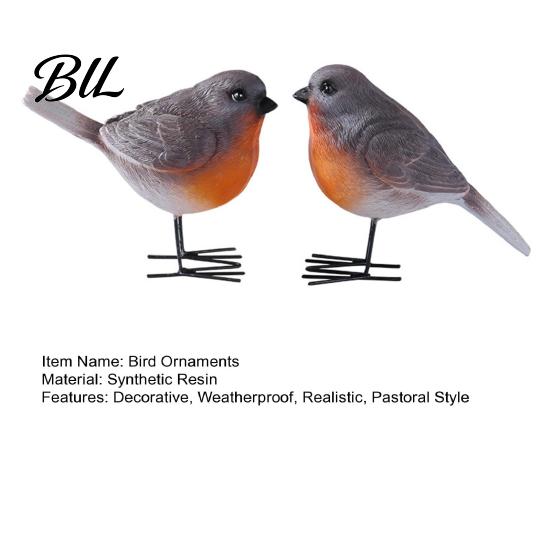 Decorative Garden Accents 2Pcs Outdoor Bird Ornaments, Realistic Pastoral Figurine, Resin Crafts for Desktop Weatherproof Lifelike Animal Sculpture