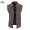 Pánský plusový sametový zahuštěný kardiganový svetr bez rukávů s výstřihem do V - Velká velikost, podzimní/zimní vesta pro středního věku a mladé pro běžné nošení
